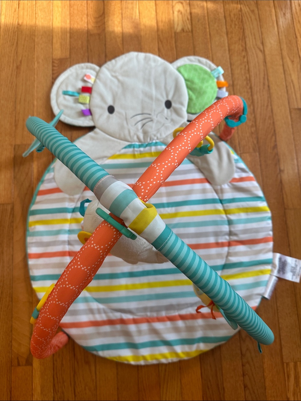 Bright Stars Baby Activity Gym - Elephant Baby Play Mat with Orange & Teal